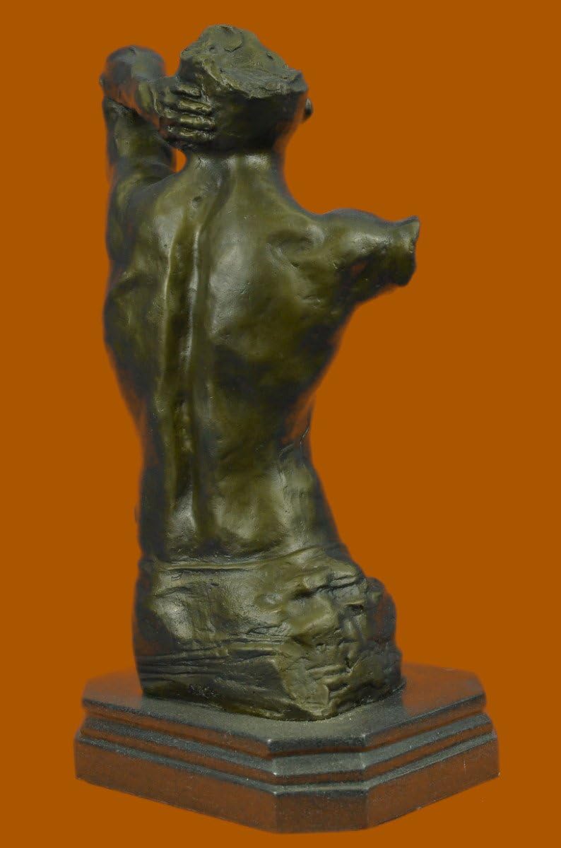 Bronze Modern Art Nude Man Bust Sculpture Marble Base Figurine Figure Decor Sale