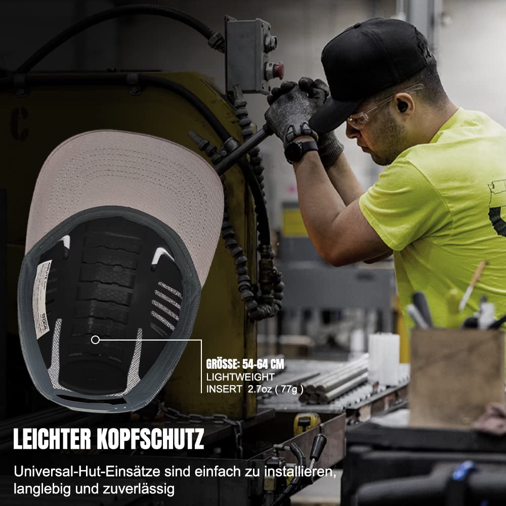 GREEN DEVIL Gorra de seguridad universal Insert Hard Shell ABS rígido transpirable ligero antichoque cabe en cualquier gorra de béisbol o hardhats para una cómoda protección de la cabeza