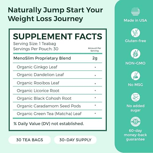 Miniatura 10 de VoomVaya MenoSlim - Suplemento de peso para la menopausia para mujeres té de hierbas con roooibos cardamomo cohosh negro regaliz para sofocos