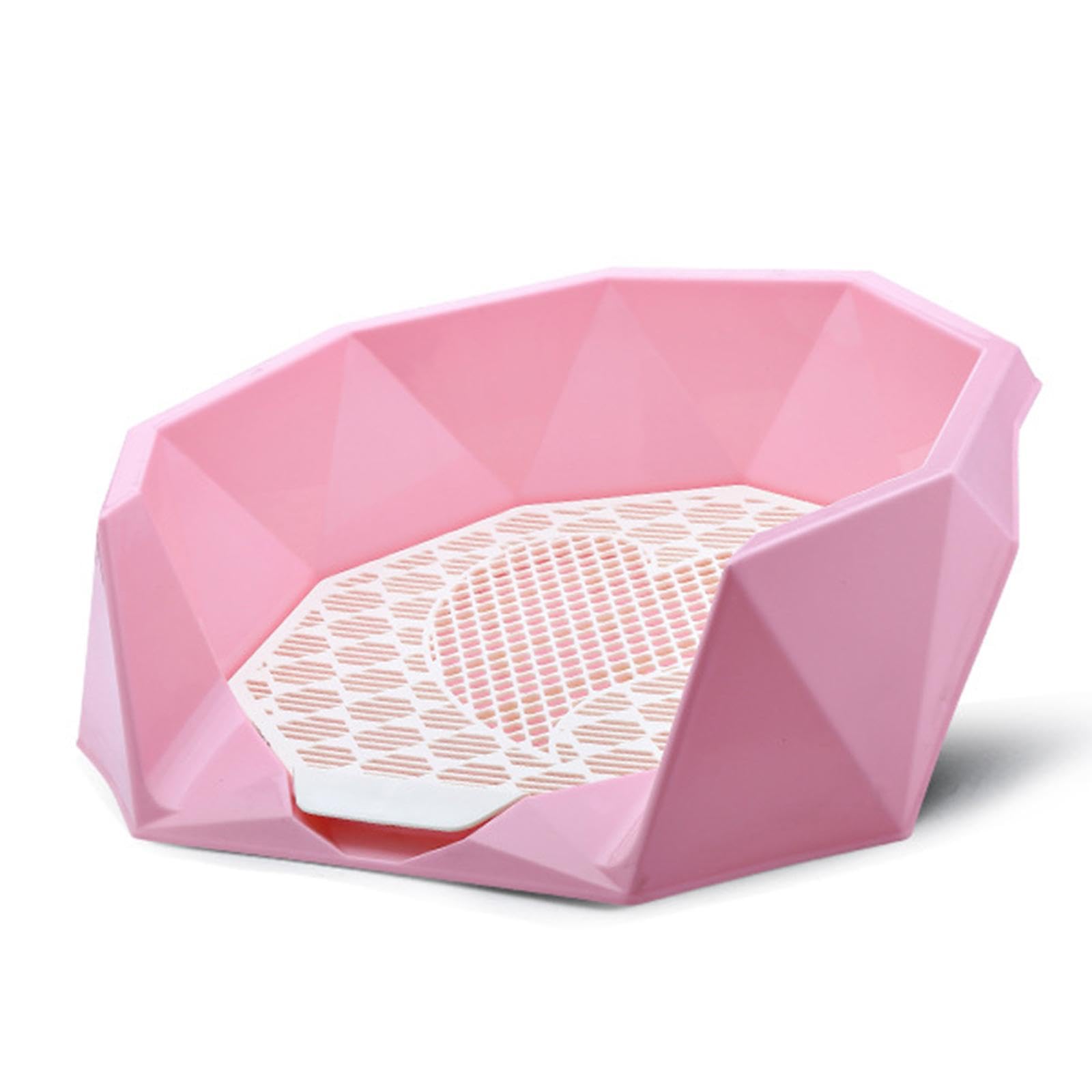 Litter Tray Toilet para Perros con Bandeja Higiénica Rejilla Desmontable Caja Portátil Y Soporte Antideslizante Funcionalidad de Limpieza Sencilla Ade, Rosa