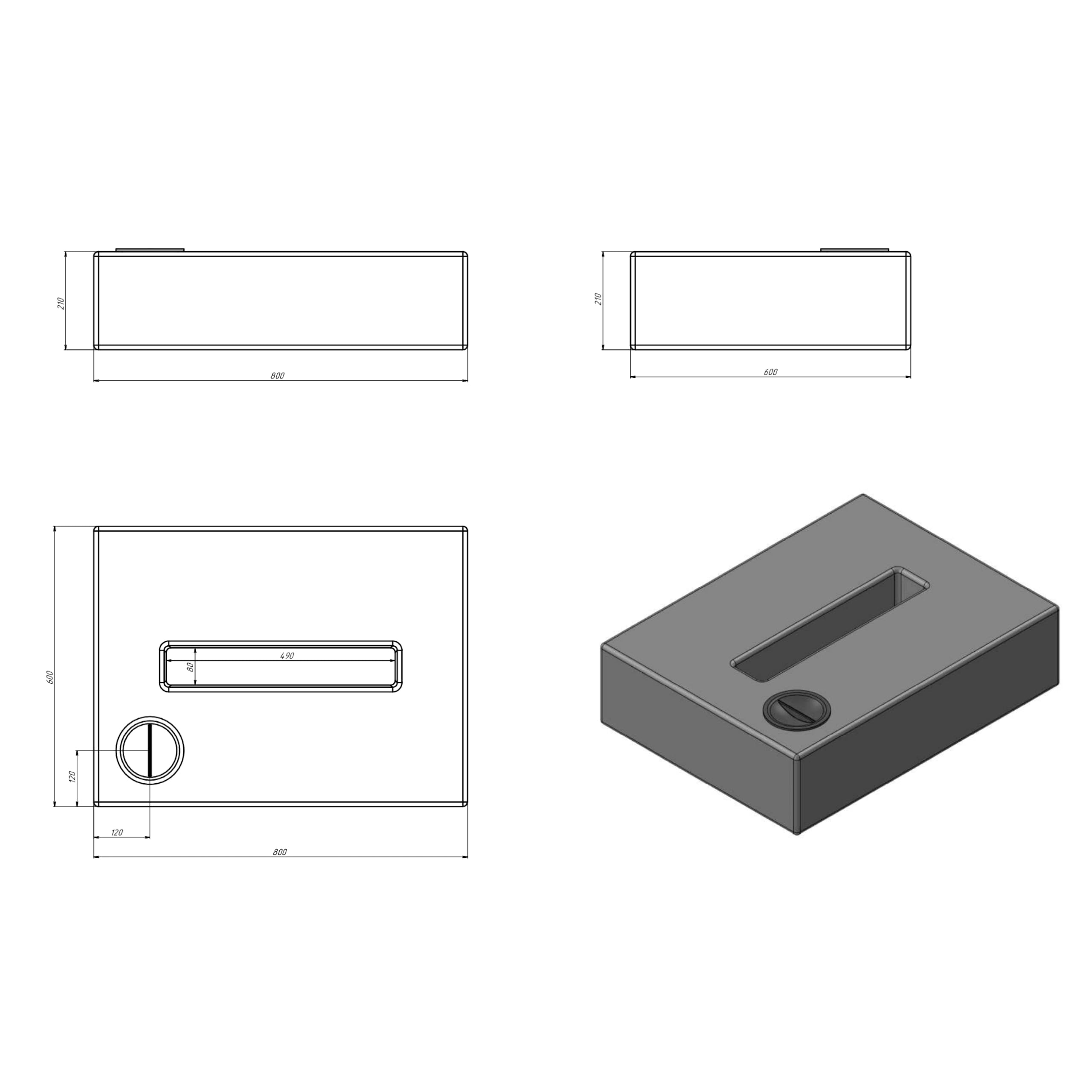 Varile NEO Flachtank | Resistente al transporte | Apto para alimentos | Para barco - caravana - remolque (Negro, 80 L)