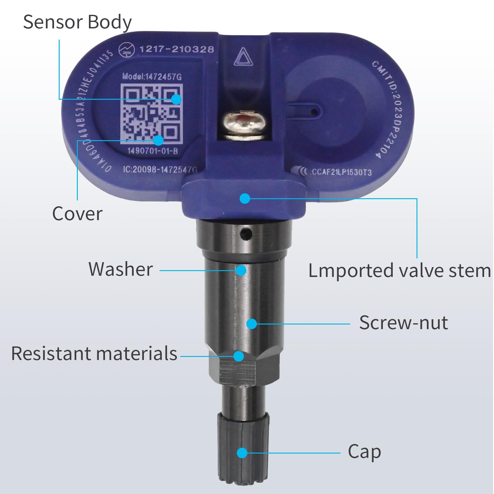 Tesla TPMS Sensor Sistema di monitoraggio della pressione dei pneumatici, ricambio per modello S, 3, X, Y, Bluetooth abilitato per modelli 2021-2023, sostituisce 1490701-01-B 1490701-01-C