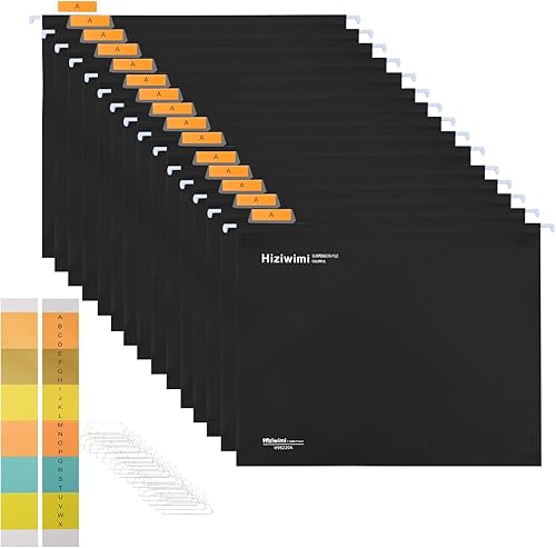 15 carpetas de archivos de polipropileno negro tamaño carta con pestañas e insertos para organizar archivos voluminosos, gráficos médicos,