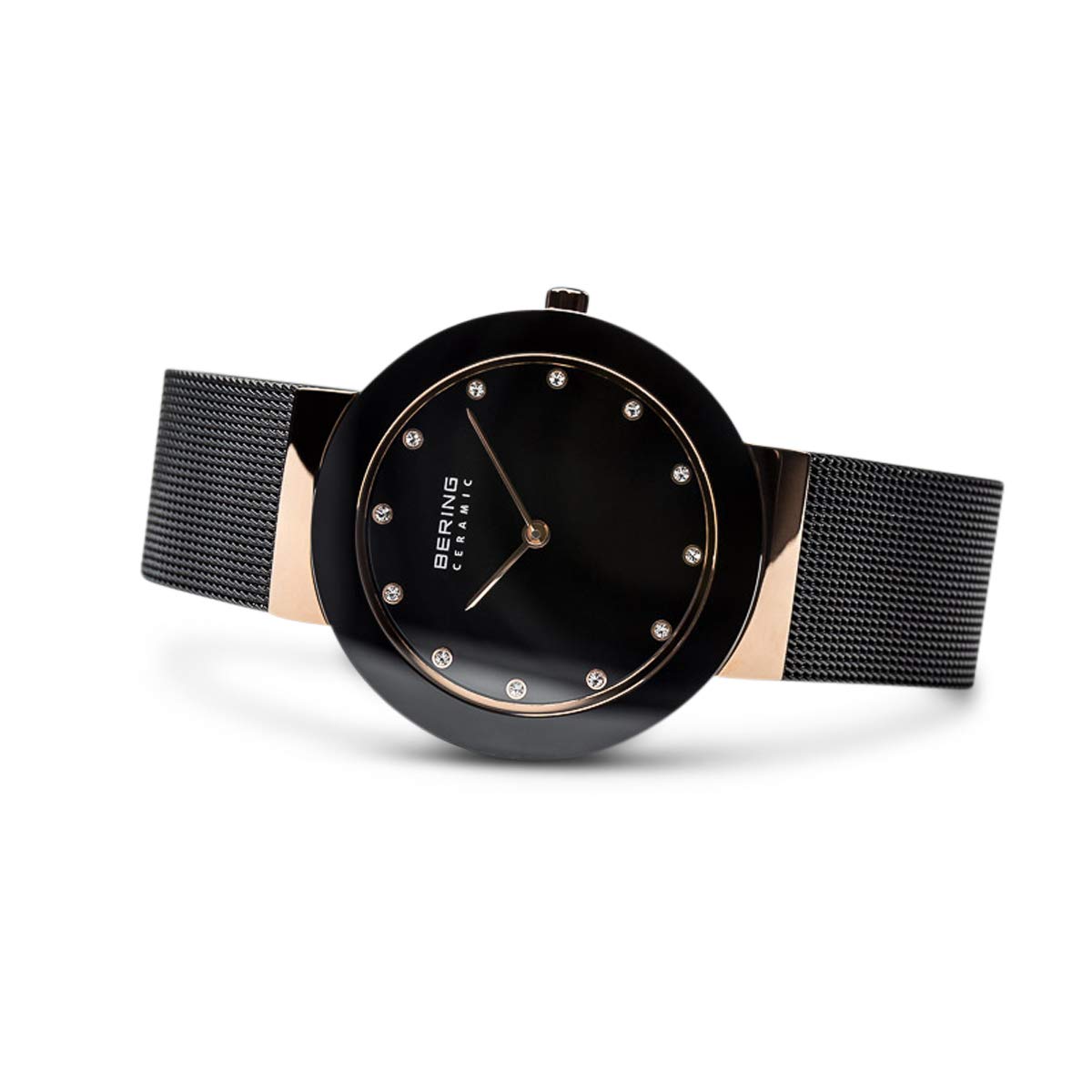 Bering Damen Quarz Uhr | Armbanduhr 35 mm Edelstahlgehäuse und Zifferblatt | Milanaisearmband | Saphierglas | 5 ATM | 11435