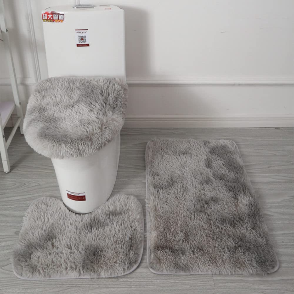 Badezimmermatten-Set, Batik, 3-teilig, weicher WC- und Badteppich, Haushaltszubehör, ideal für Heimdekoration und Komfort, Dunkelgrau