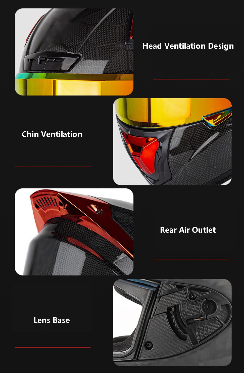 Casco Moto Fibra de Carbono con Visera Tintada Homologado ECE DOT Casco Moto Integral Casco de Moto Scooter Casco Moto de Carretera para Mujer Hombre Adultos