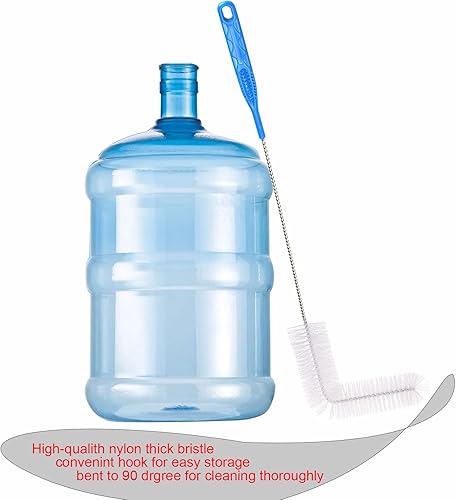 Miniatura 5 de Cepillo Carboy, 2 piezas de cepillos de nailon de 30 pulgadas y cepillos de acero inoxidable con mango extendido para botellas de agua de 3, 5, 6,