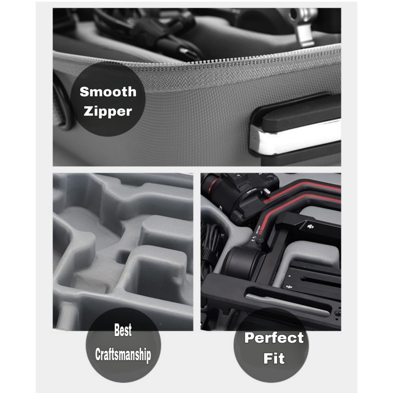 GetZget Ethylene Vinyl Acetate (Eva) Soft Carrying Bag for DJI Ronin Rs 3 Gimbal & Accessories Travel Protective Waterproof Case,Grey 3