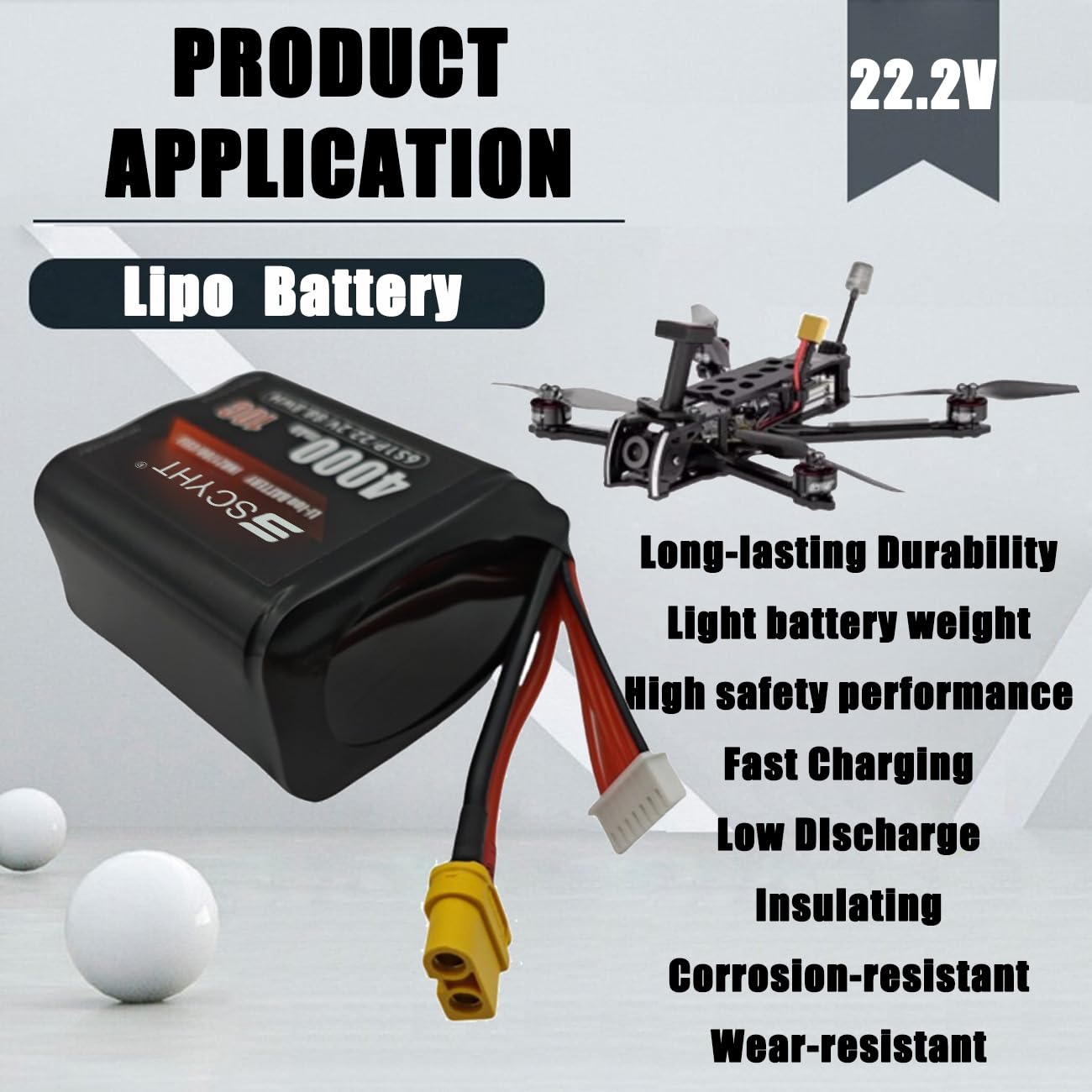 Akumulator Lipo 6S 22,2 V 5000 mAh 4000 mAh Akumulator zamienny 22,2 V Akumulator litowy do dronów i samolotów RC do silników 50 W - 110 W z BMS,22.2v4000mah 1pack