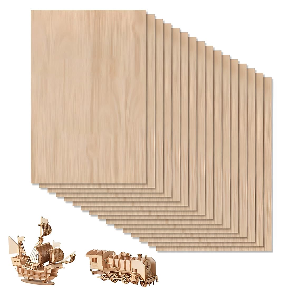 PTPTRATE de 20 Feuilles de Bois Feuilles Minces, de tilleul non peint