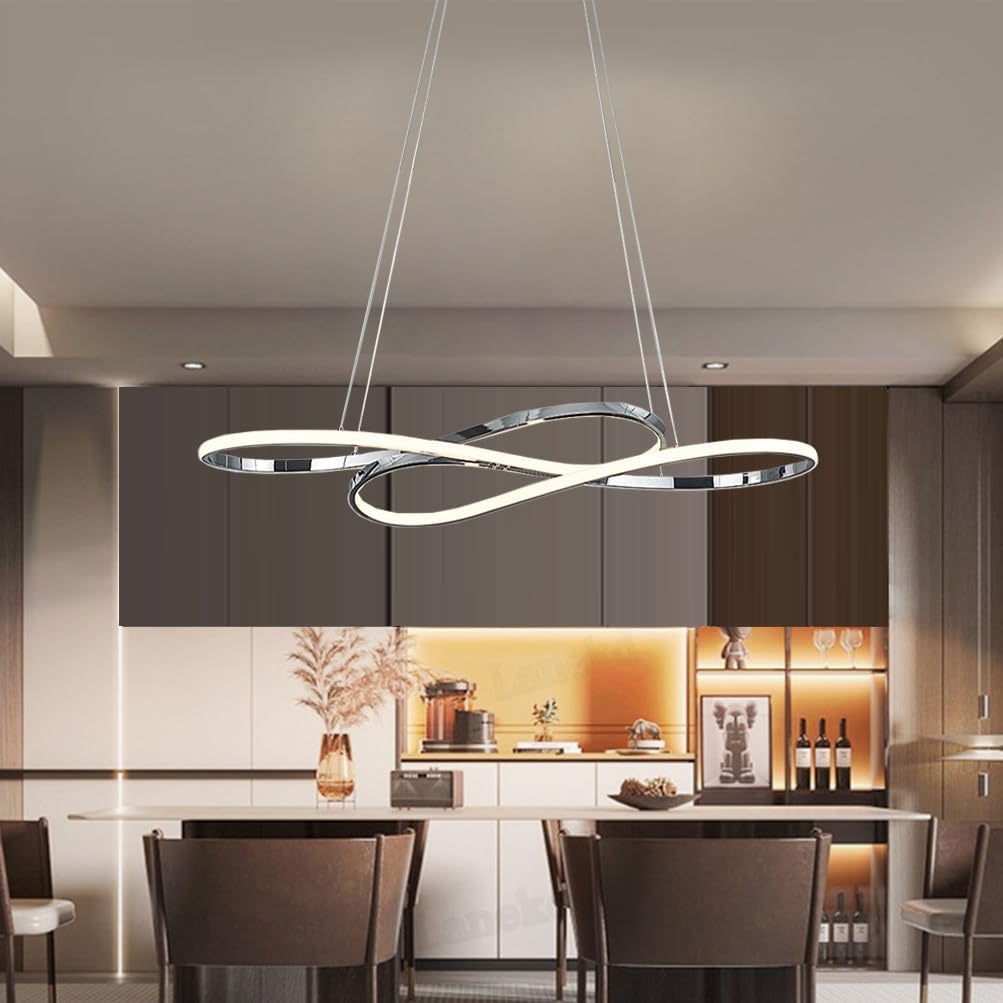 Nettlife LED Pendelleuchte Schwarz Modern Esszimmer Dimmbar Fernbedienung 106cm 34W, LED fest integriert, Dimmbar, Hängelampe Memory-Funktion für Wohnzimmer Küche Schlafzimmer Büro