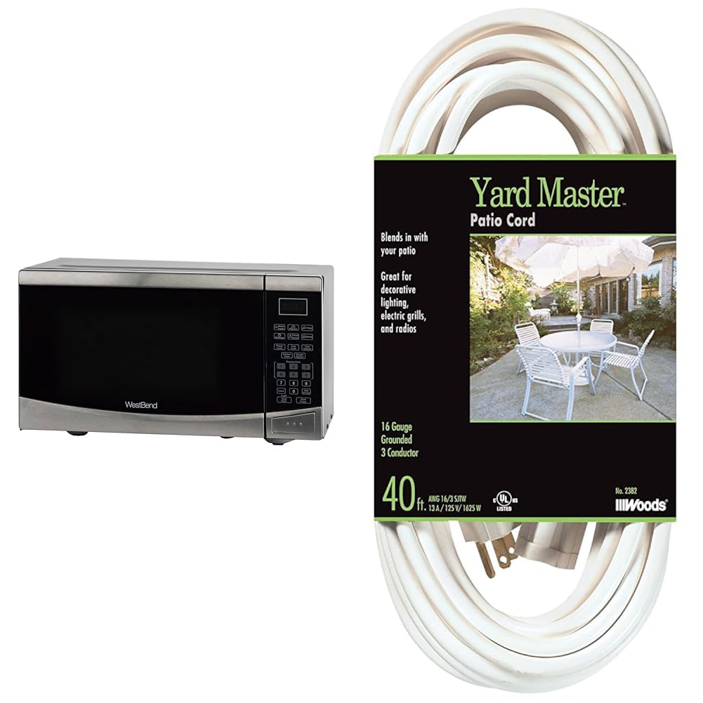 West Bend 0 9 Cu Ft 900W Microwave Woods 40 16 3 White Extension Cord with 3 Outlets