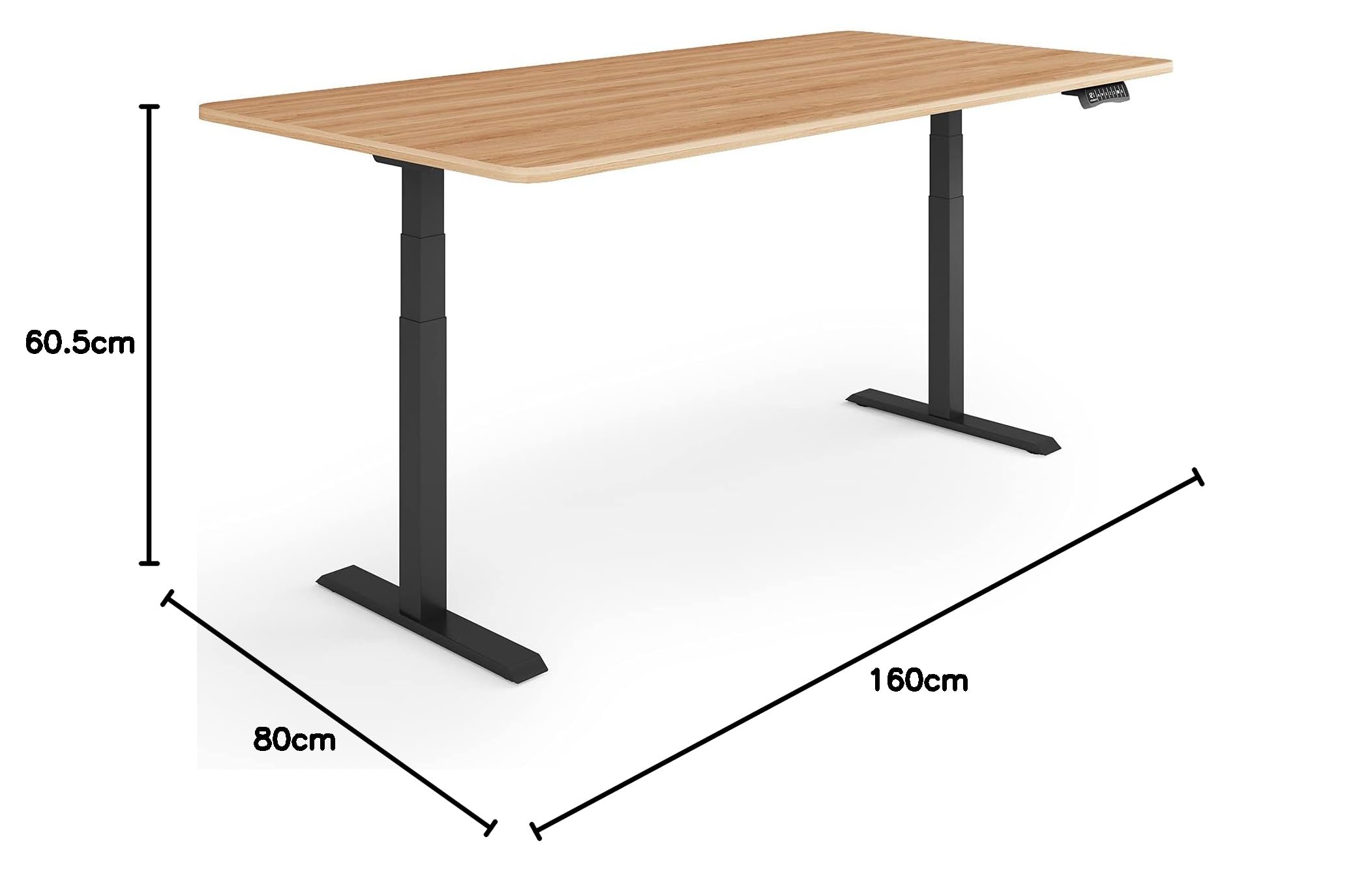 ESMART EZX-132BM 160 x 80 cm Arredamento in acero Ergonomischer Steh-Sitz-Schreibtisch Stufenlos elektrisch höhenverstellbar 60,5-125,5 cm Aktivitätserinnerung Schnelle Montage