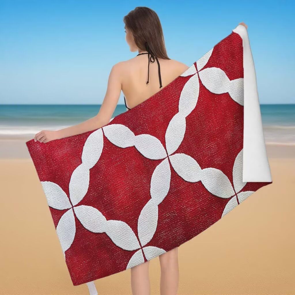 Telo Mare XXL 100x200cm/35x70cm, 2 Set Telo Mare Microfibra Rosso Asciugamano Palestra Uomo, Antisabbia, Leggero, Asciugatura Rapida, Teli da Spiaggia Grandi Accessori per Camping Natation Yoga I-31