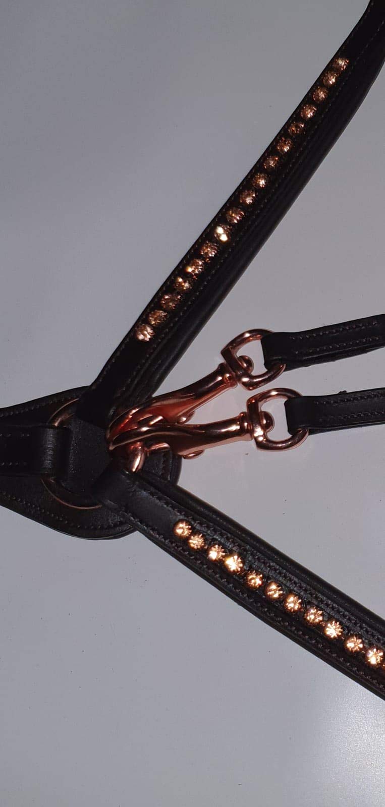 Deister Vorderzeug Braun Mit Roségold Strass - Elastisches Martingal Für Pferde