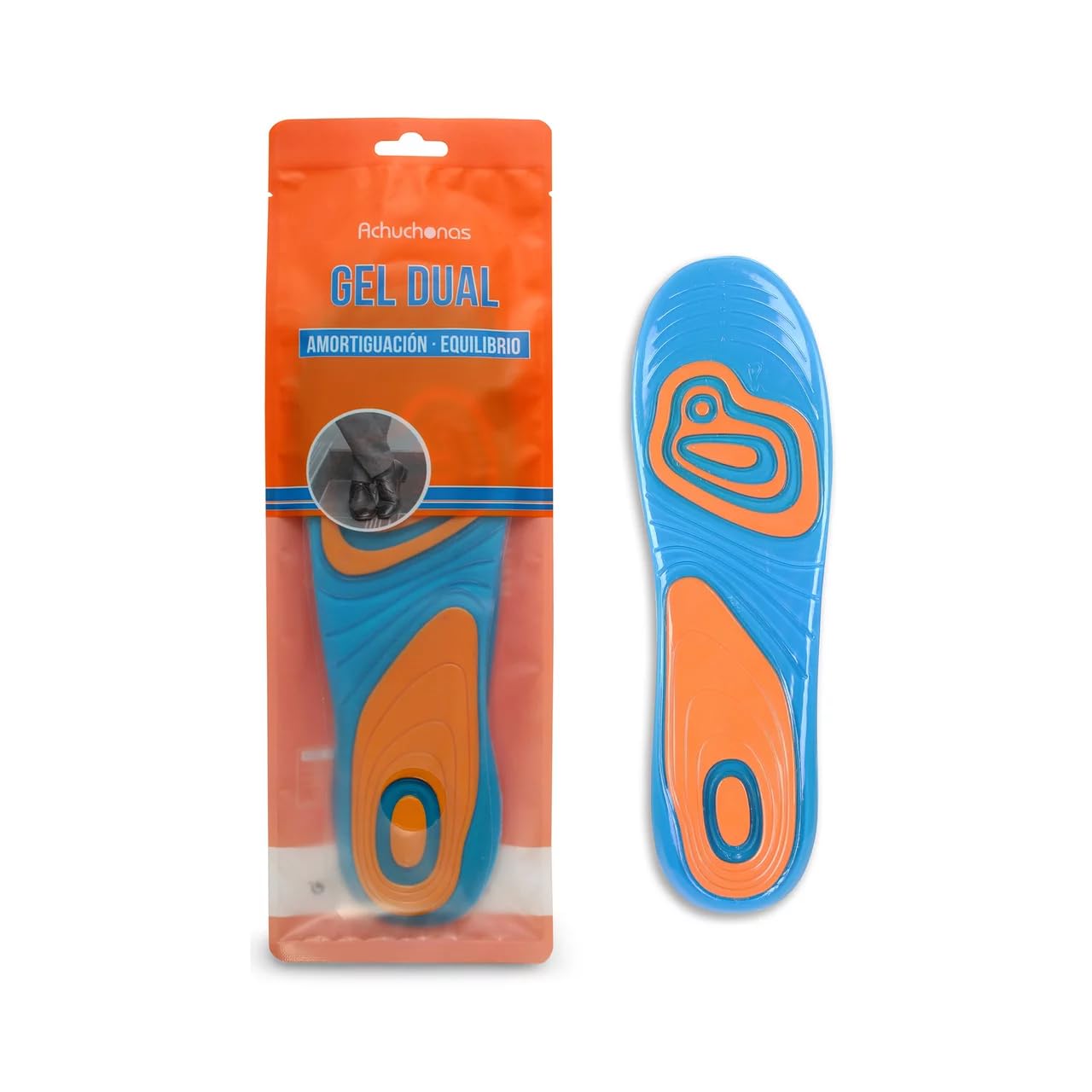 Plantillas de gel dual, amortiguación, equilibrio, Z talla 37/42, paquete de 3