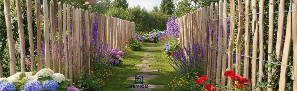 Sevico Staketenzaun imprägniert Haselnuss Holzzaun Haselnussholz Zaunlatte Rollzaun Kastanienzaun Gartenzaun 80 cm x 5m, Lattenabstand: 7-8 cm