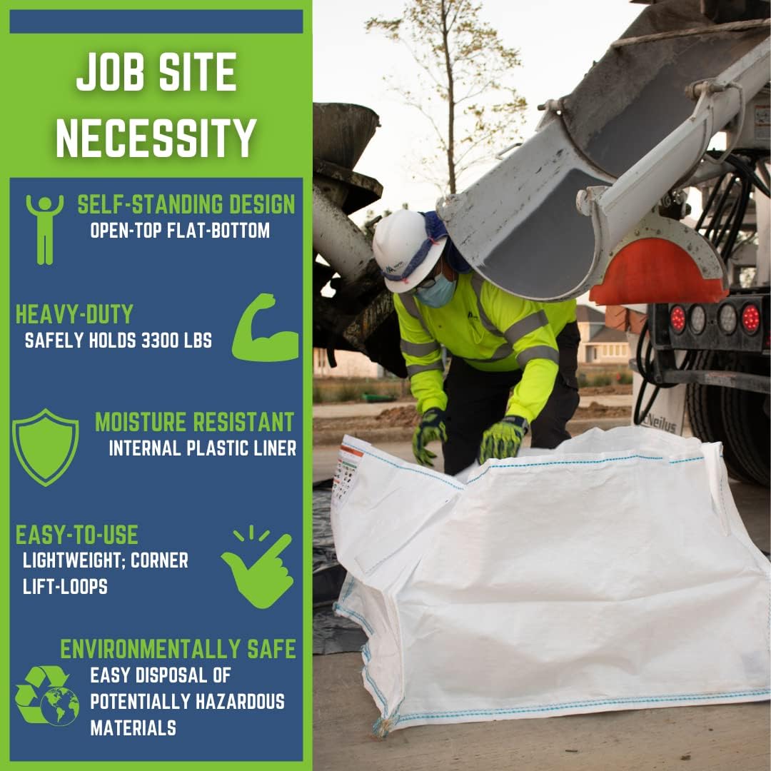 DURASACK 130 Gallon Concrete Washout Bag (Pack of 5) and Mutual Industries Concrete Washout Bag