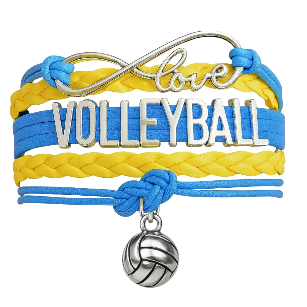 Volleyball Bracelets For Girls- Ideal Volleyball Gifts &amp; Souvenirs. Adjustable Charm Bracelet with Moveable Letters, Infinity Symbol &amp; Silver Volleyball Charm. Fashionable Bracelets by SportyBella.