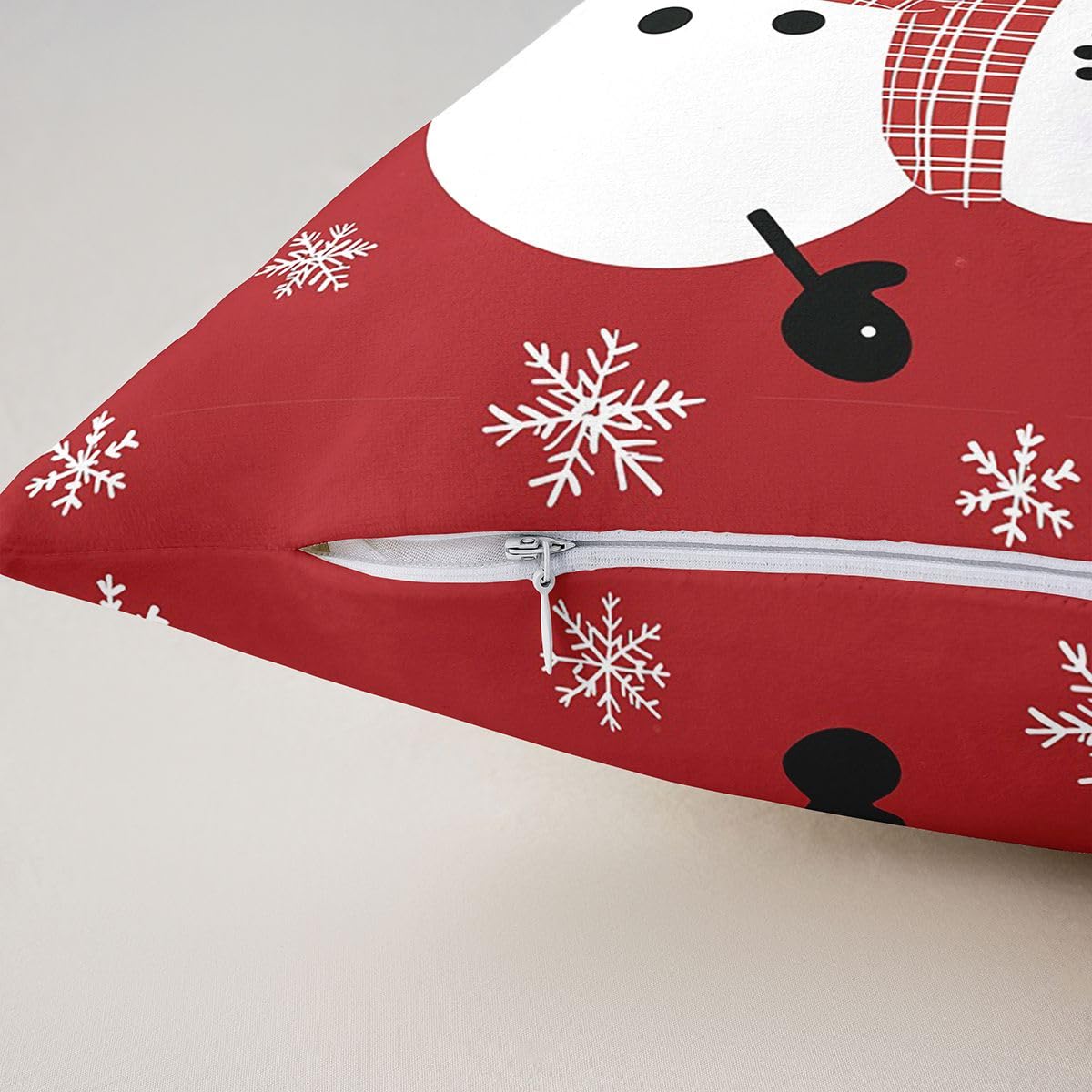 Homewish Confezione da 4 federe per cuscino a tema natalizio per bambini | Kawaii - Federa per cuscino con pupazzo di neve, motivo natalizio, colore: rosso