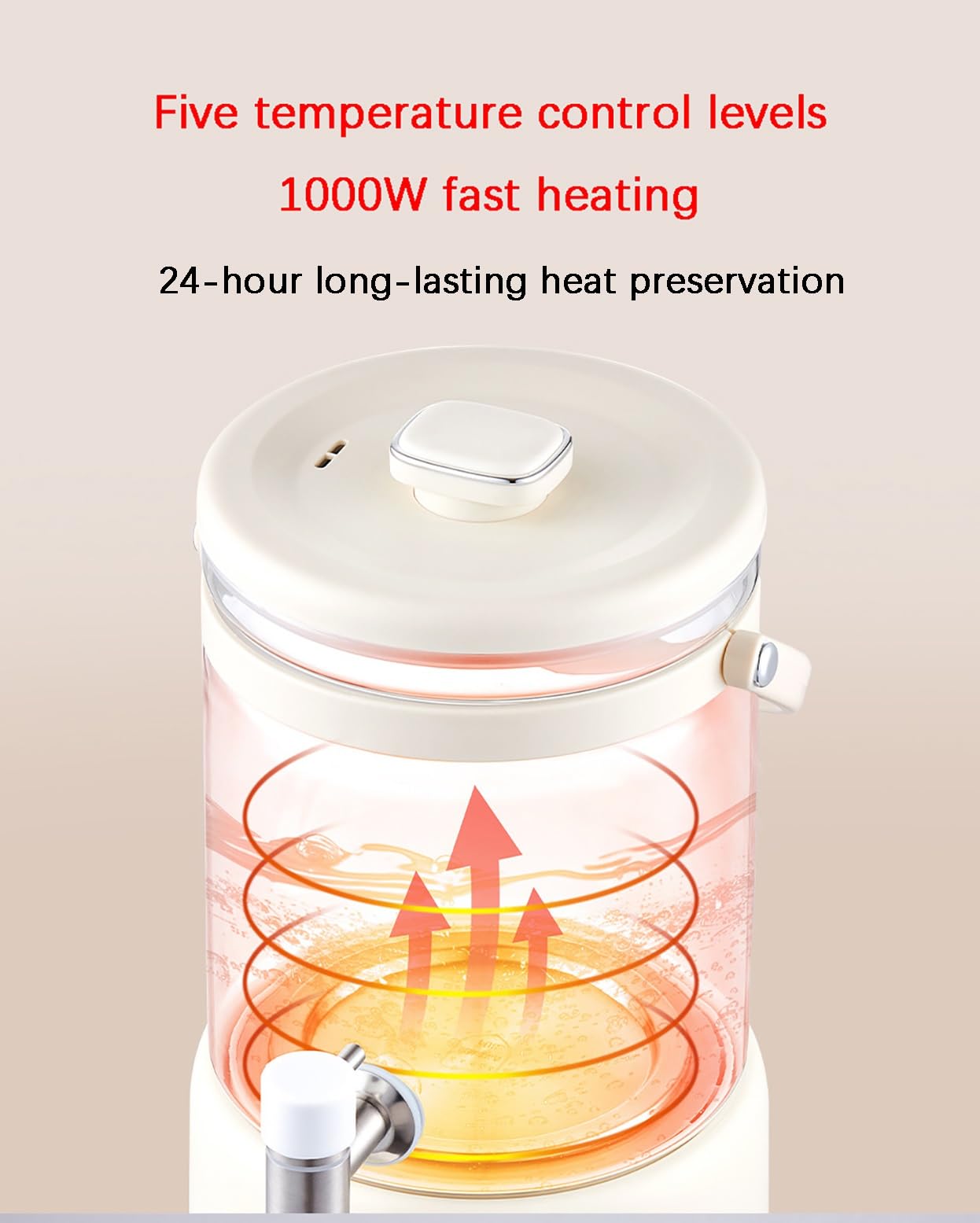Hervidor eléctrico vidrio 3 l pantalla táctil, temperatura ajustable 40 a 90 °C, tetera hierbas borosilicato alto rendimiento retención calor 24 horas e infusor desmontable.