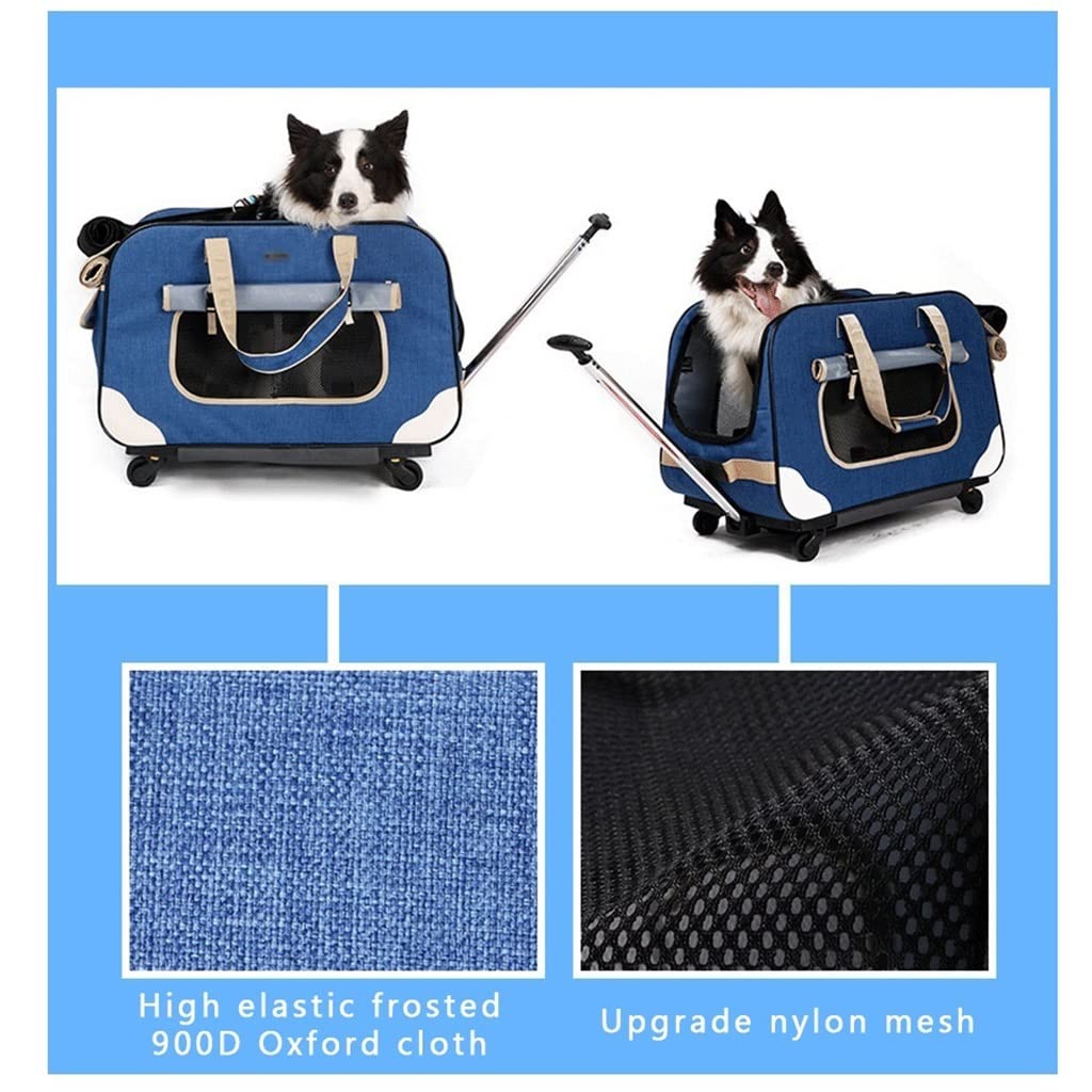 Kattentransportbox met wieltjes, opvouwbare grote kattentransporttas