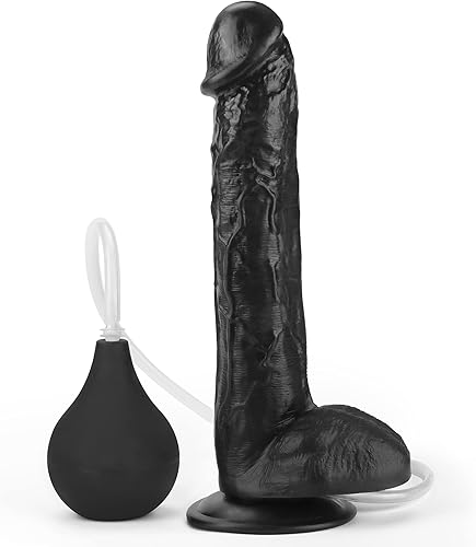 Consolador de eyaculación realista con bombilla de enema, juguete sexual para adultos, correa de consolador anal grande en consolador enorme con