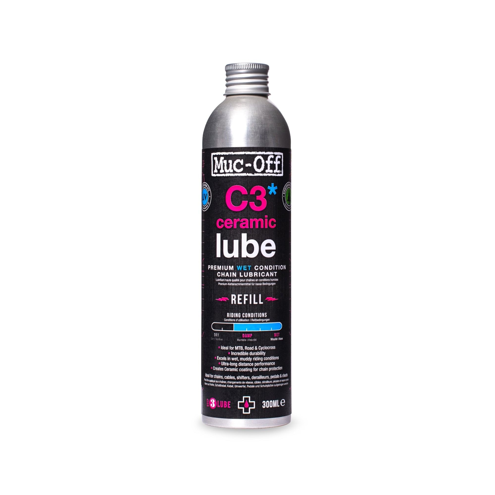 Muc-Off C3 Wet Chain Lube, fl oz Ceramic Bike Lube Refill, Bike  Chain Oil, Chain Wax for Wet Weather Conditions Bike Lubricant and Bicycle