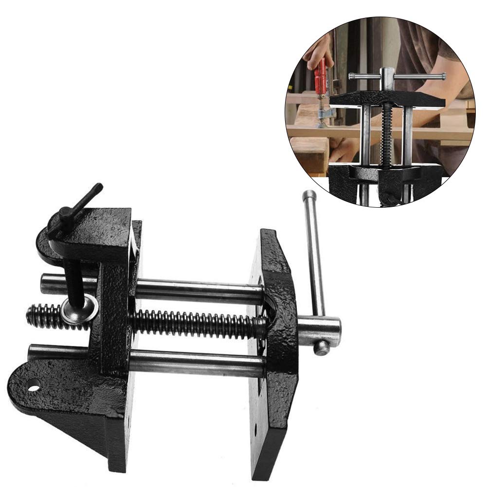 Cocoarm Morsa per la Lavorazione del Legno Morsa da Tavolo in Ghisa Morsetto Manuale con Design con Ganascia in Acciaio Al Carbonio Sostituibile e Asta in Acciaio da 45 Mm per Falegnami Riparazione e