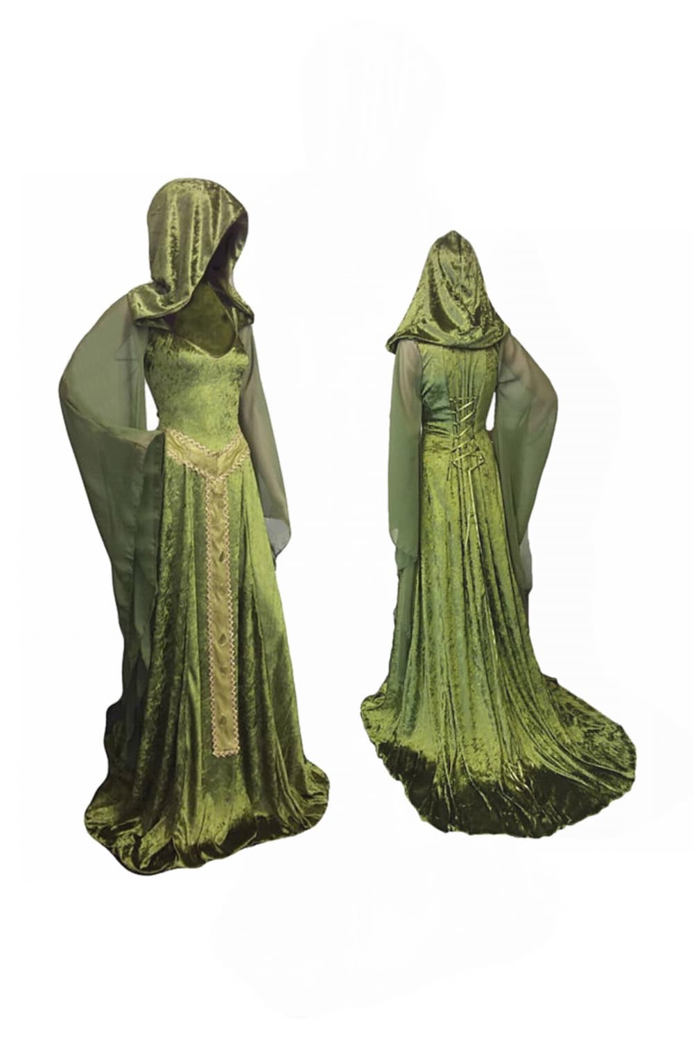 Costume da strega medievale rinascimentale, da donna, tradizionale, vittoriano, per Halloween e Carnevale