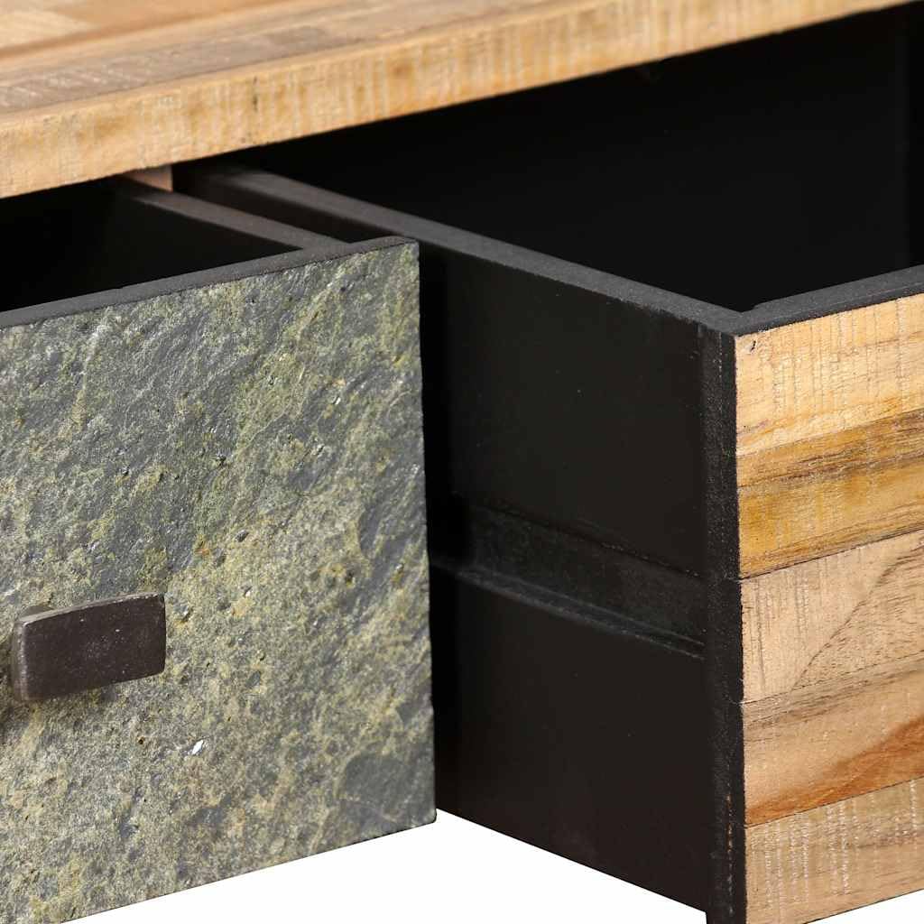 Tavolino da salotto in legno massello teak, 90 x 65 x 40 cm