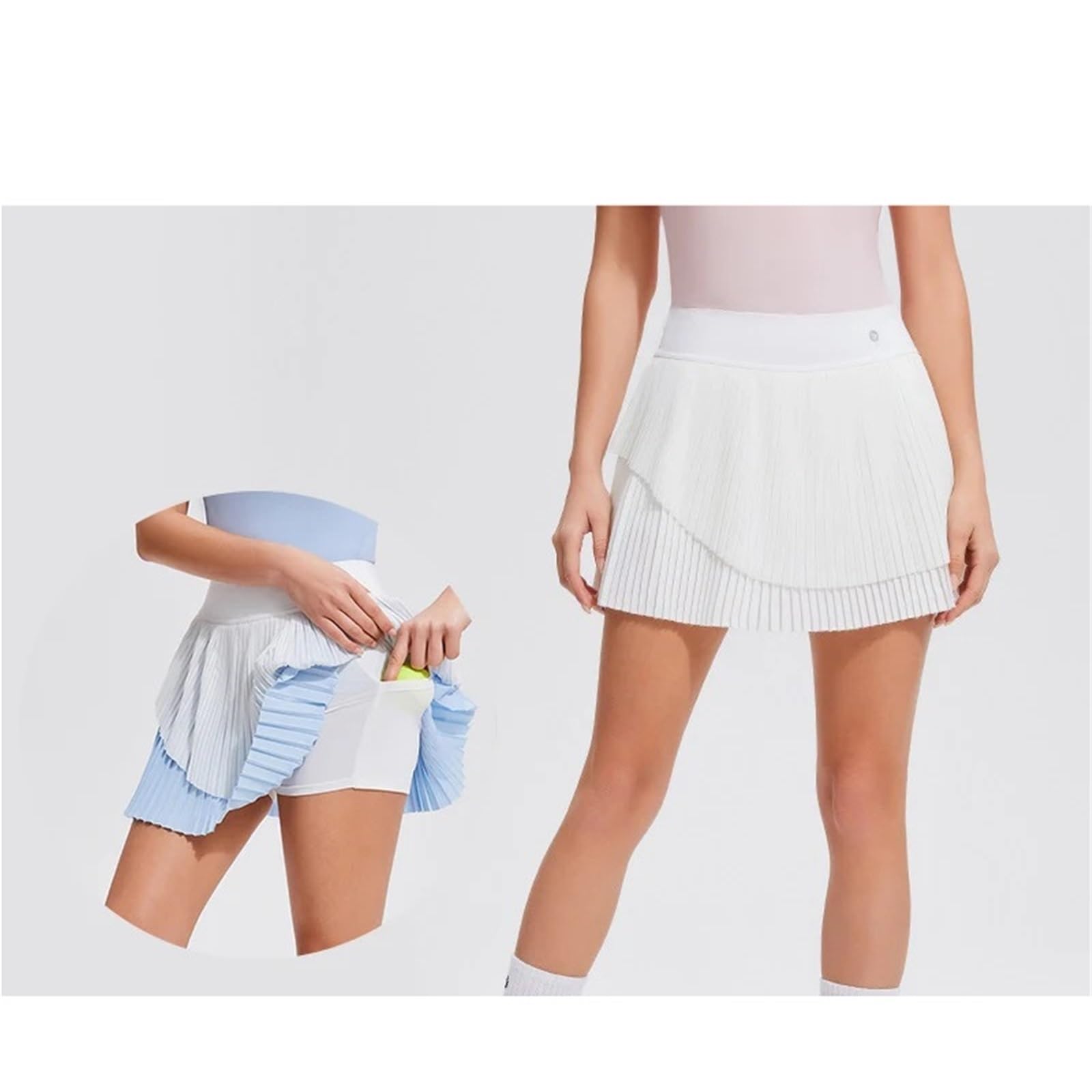 Jupe de tennis plissée pour femme, style décontracté, athlétique, jupe de golf taille haute avec poches pour l'entraînement, le sport décontracté