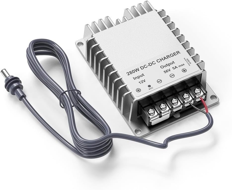 DC Booster Converter 280W 12V to 56V 5A Car Power Supply for Charger, Aluminum Alloy Construction, High Efficiency Voltage Transformer for Vehicle Electronic Devices