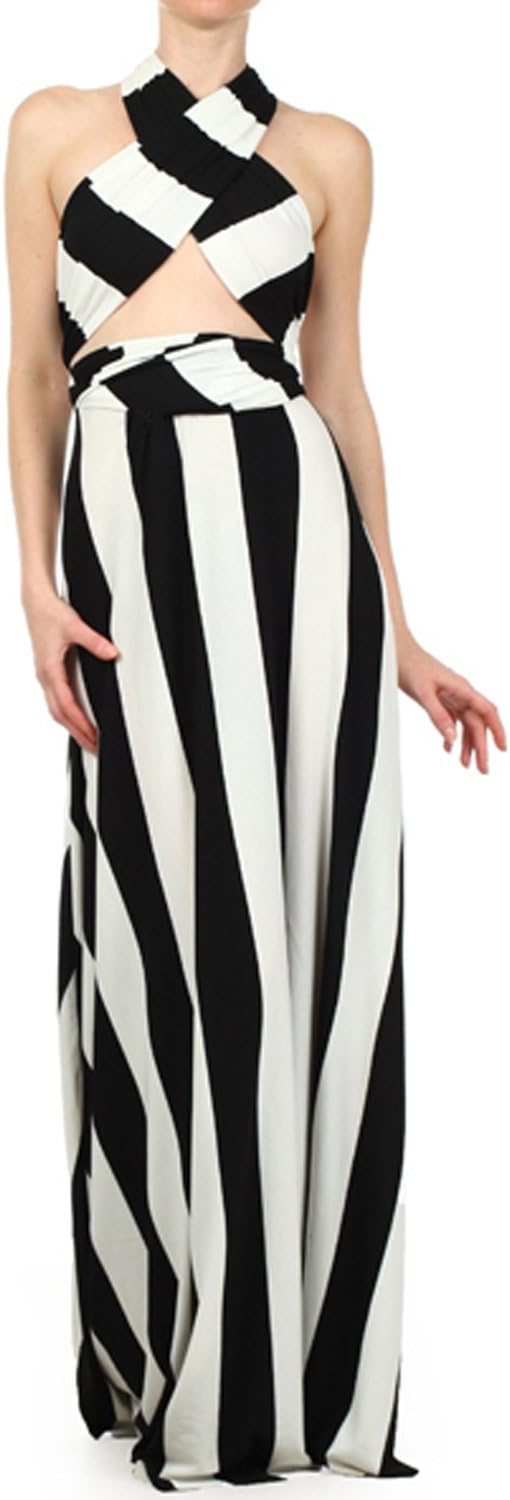 FandS Solid & Stripe 8 Kinds of Style Long Empire Formal Dress