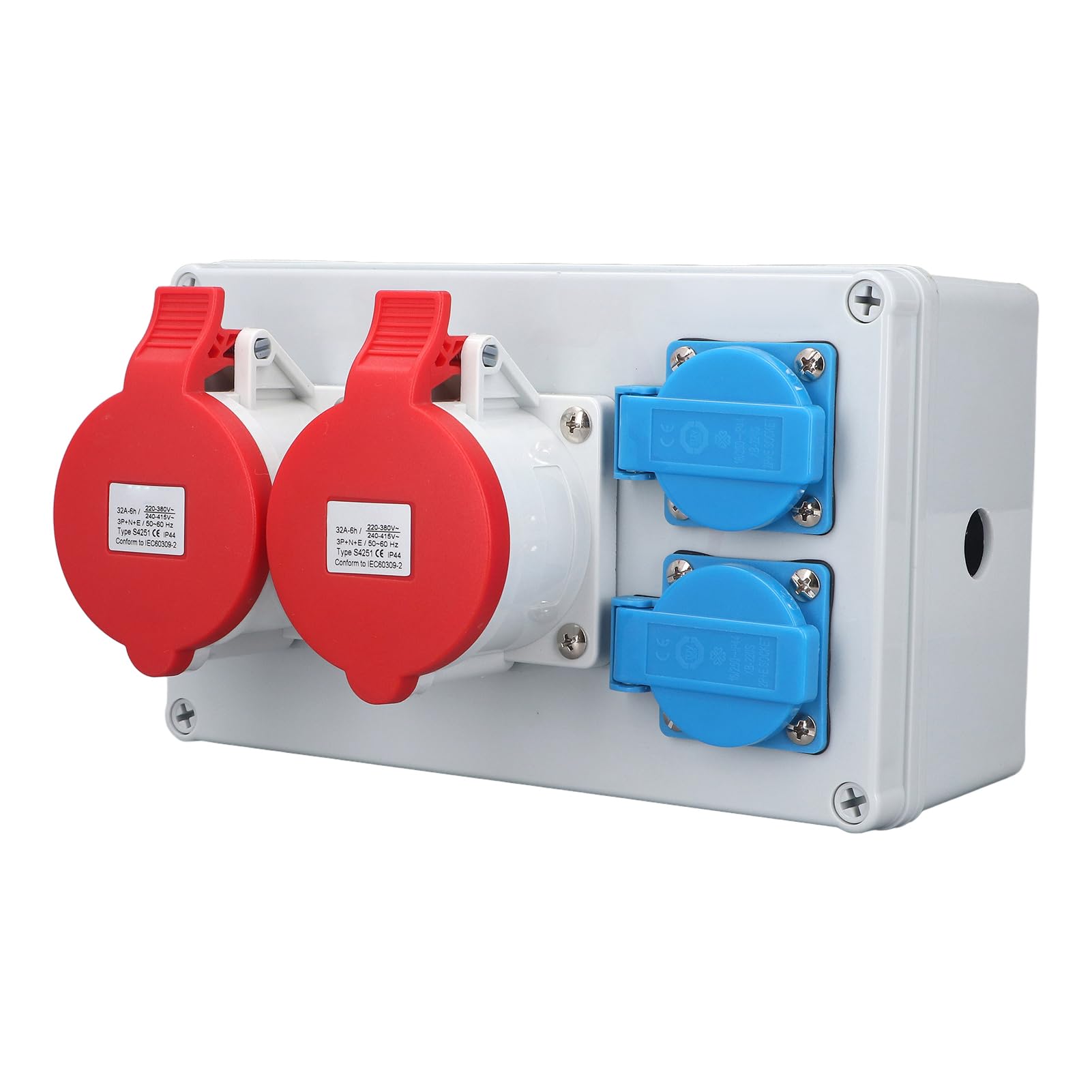 Generic Distributeur de Prise Murale Robuste CEE, étanche IP44, pour Garages, Applications Extérieures, avec 2 Prises AC 250V 16A et 2 Prises 5P 32A