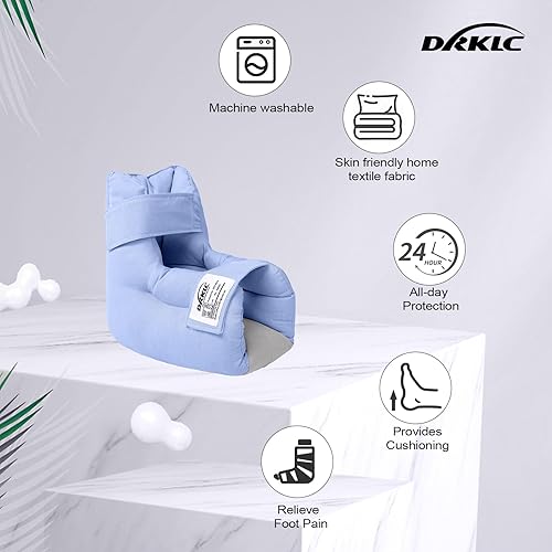 Miniatura 3 de Cojín protector de talón para aliviar la presión de llagas y úlceras, bota ajustable de soporte para pies para pacientes postrados en cama, Azul - 1