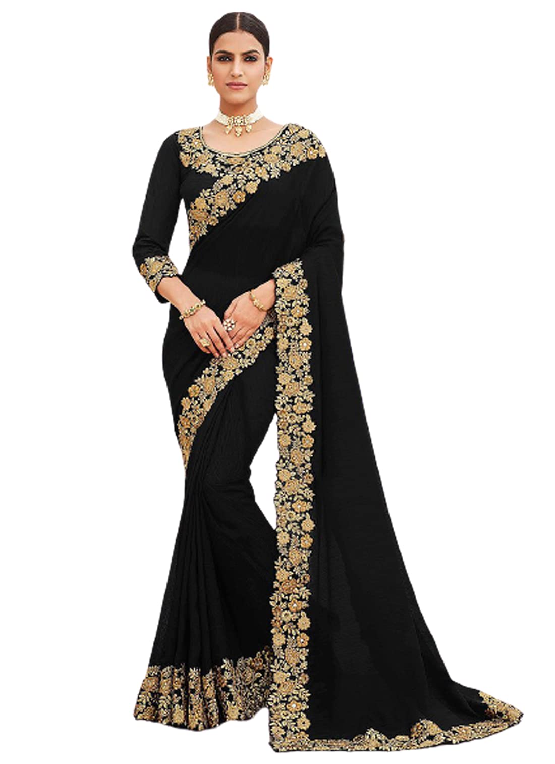 Visena FabSilk Embroidery Work Saree