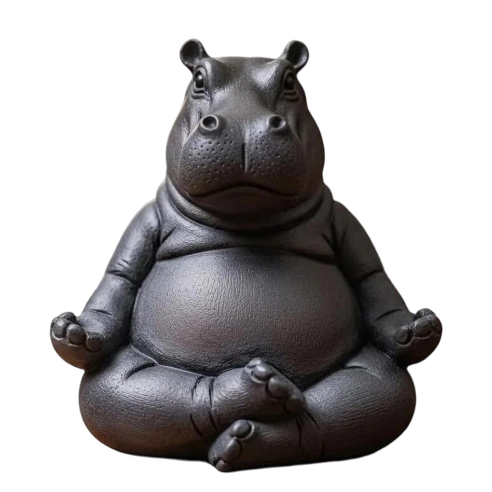 Woedpez Meditating Clumsy Hippo Sculpture Desktop Ornament Meditations Corner Decoration Christmas Birthday Gift Miniature Meditations Hippo Ornament