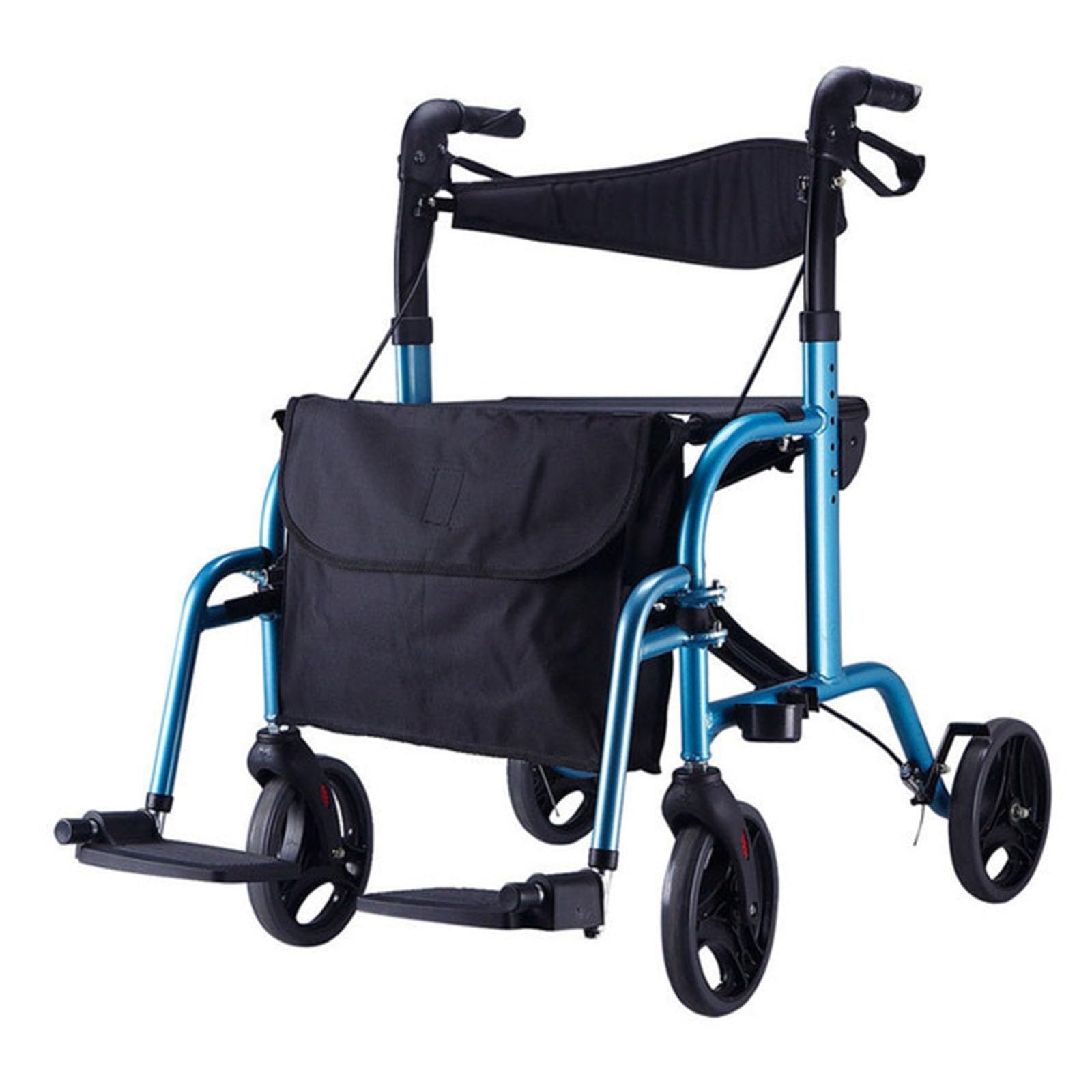 Andador para Ancianos, Andador Plegable con Asiento, Andador con Frenos por Presión, Aluminio, Ligero, con Asiento Y 4 Ruedas Materiales De Primera Calidad Peso Máximo Soportado 300 LB