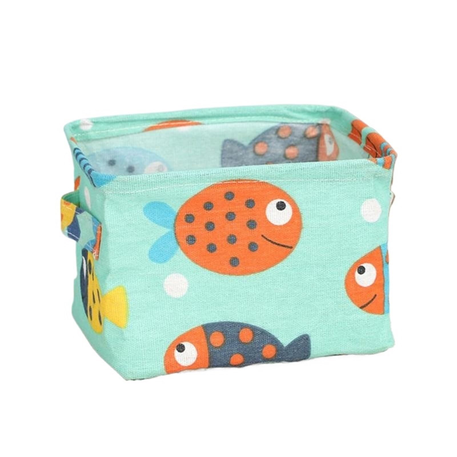 CGUOHU 8PCS Small Foldable Canvas Storage Basket With Handle Cotton And Linen Desktop Box Fresh Waterproof For Wardrobe Storage(LIGHT GREEN)