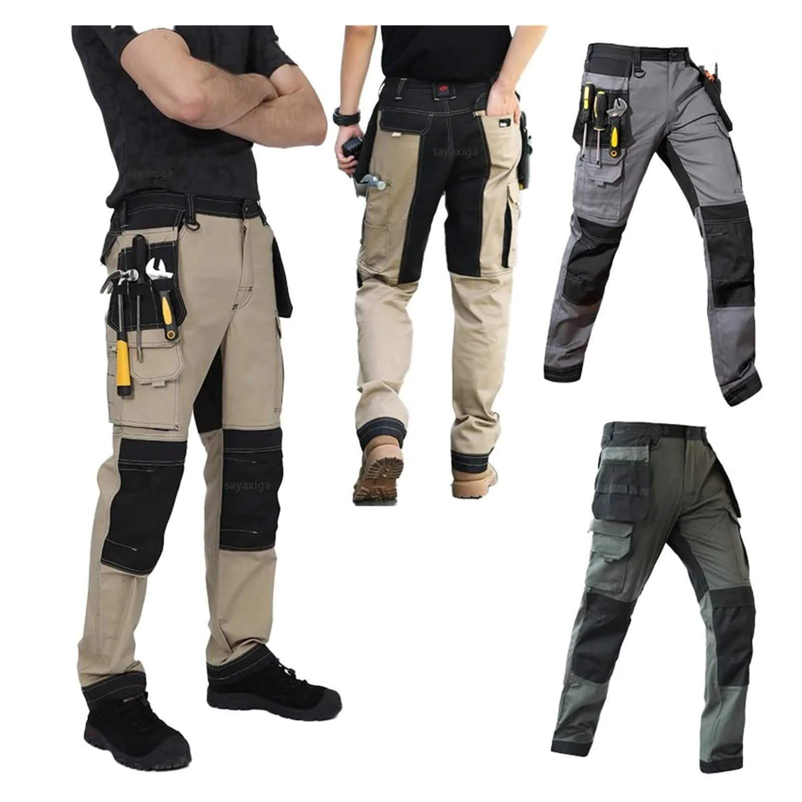 Arbeitshosen Männer Arbeitskleidung Multi-Pocket Outdoor Wandern Jogger Arbeitshose mit Verschleiß
