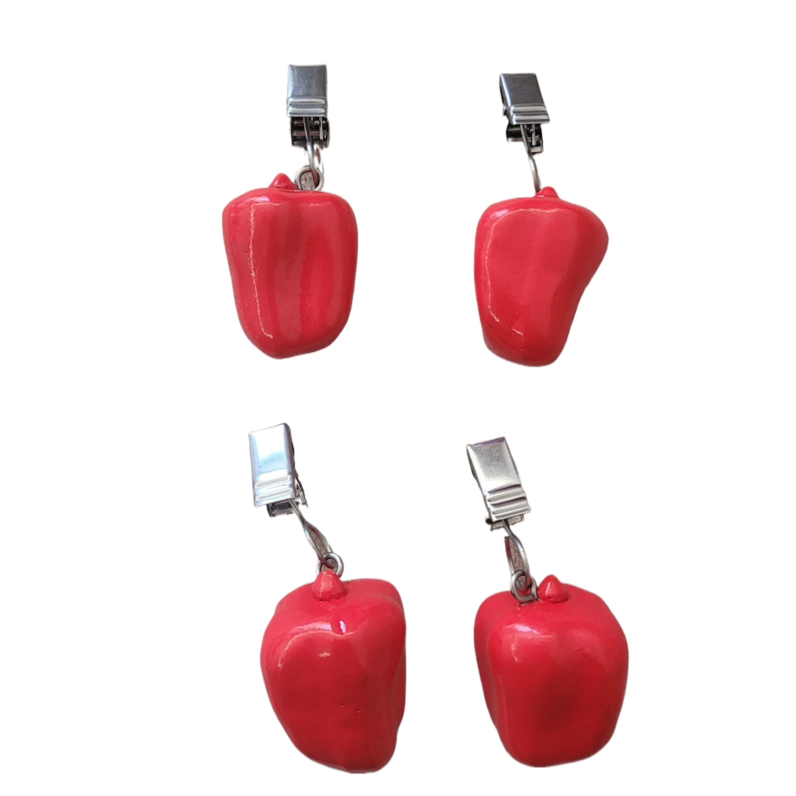 TwoFish Home Set of 4 Resin Table Cover Tablecloth Weights Clips Handicraft Tablecloth Clips (Red Pimiento)