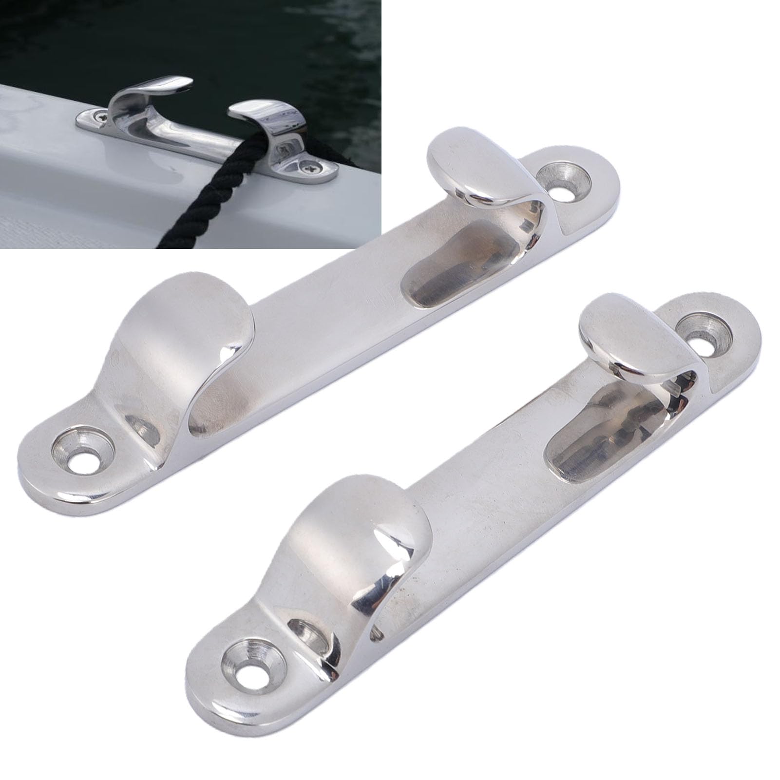 2 pezzi passacavo dritto per prua, 12,7 cm, resistente, in acciaio inox 316, per barche, per pontile, con lucidatura a specchio, bordi arrotondati e lisci, per yacht e barche a