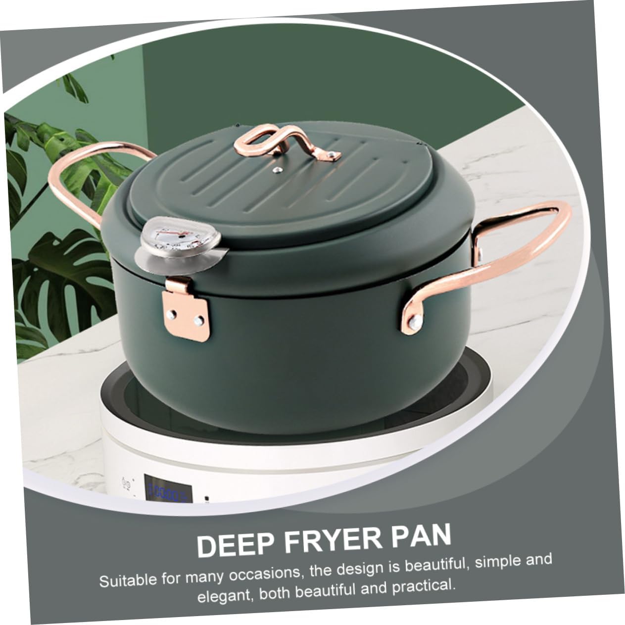 Luxshiny 1Pc Japanese Style Mini Induction Cooker Fryer Non Stick Deep Fryer Pan Oil Recycling Design Easy to Use for Tempura Healthy Cooking