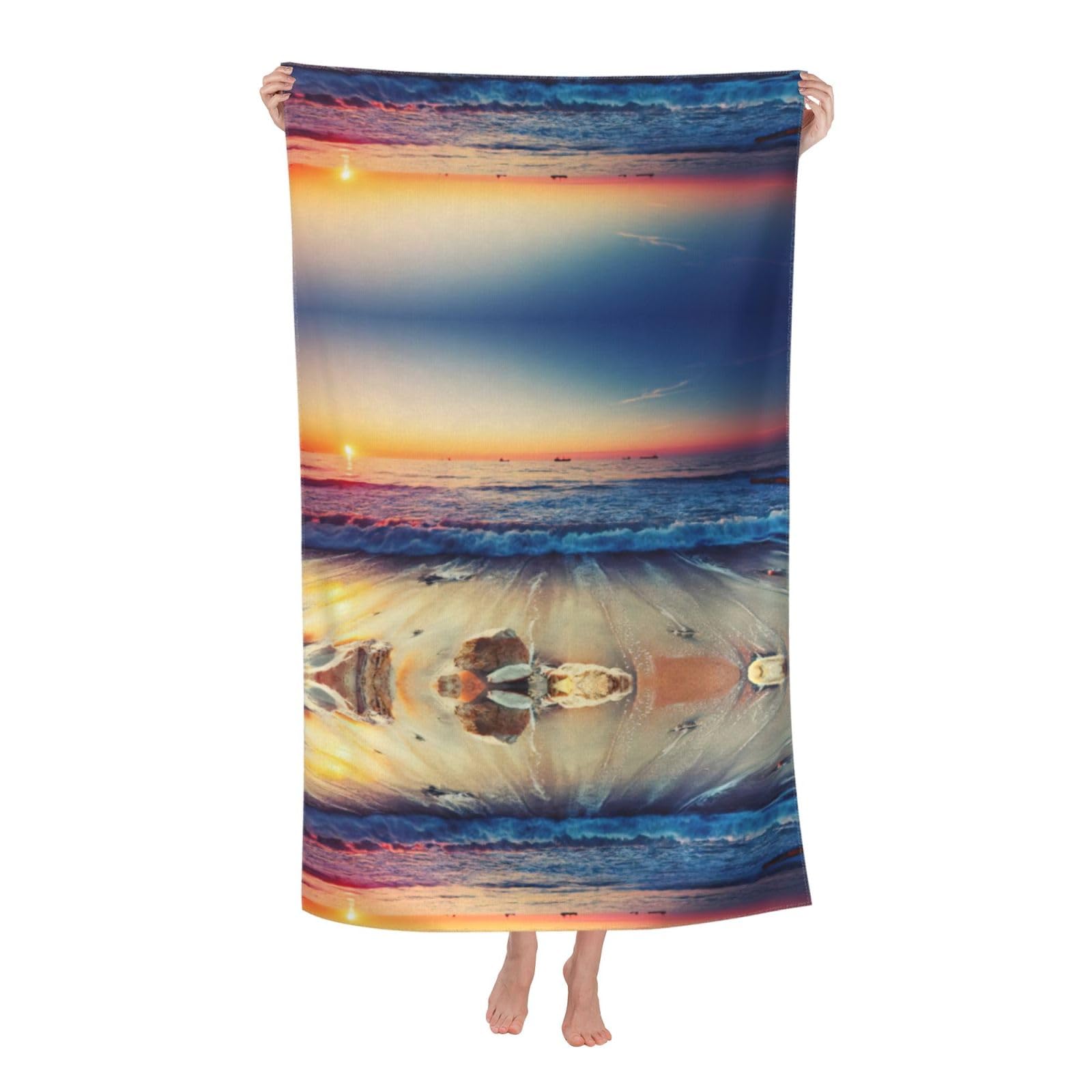 CHAbu Sunset View On The Beach Shore Adult Beach Towels Microfibre Quick Dry Lightweight Beach Travel Swimming Camping Yoga Fitness