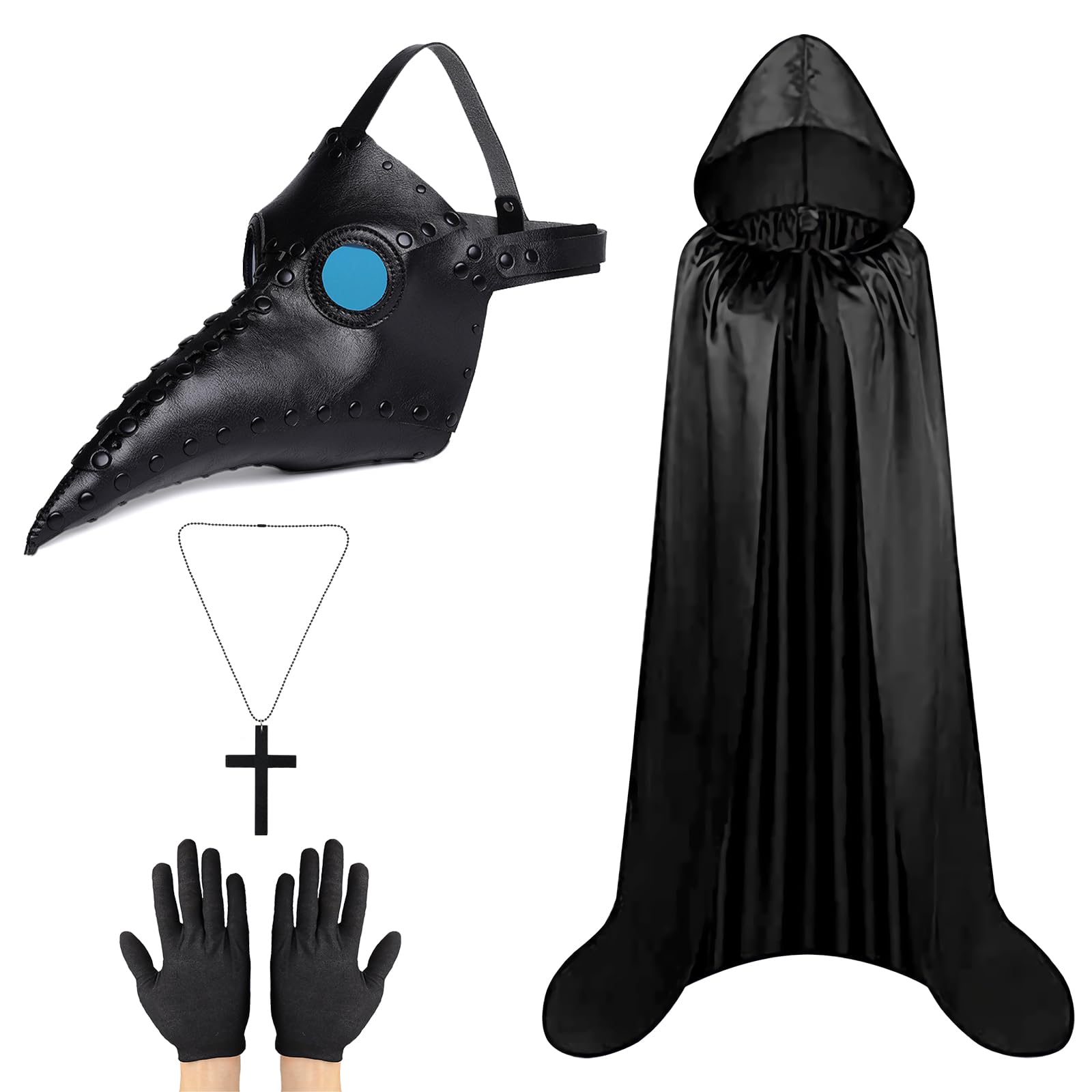 Halloween Plague Doctor Mask, Long Nose Beak Mask, Plague Doctor Costume, Halloween Beak Mask with Cloak