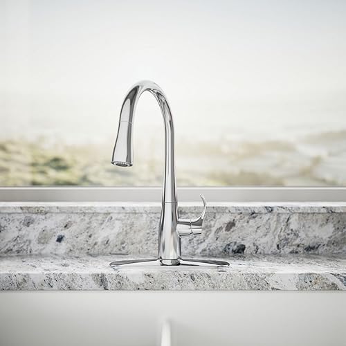 Miniatura 55 de KOHLER Simplice, llave abatible de cocina, 647-CP Mate negro,Cromo pulido,Latón cepillado vibrante.,Vibrant Stainless