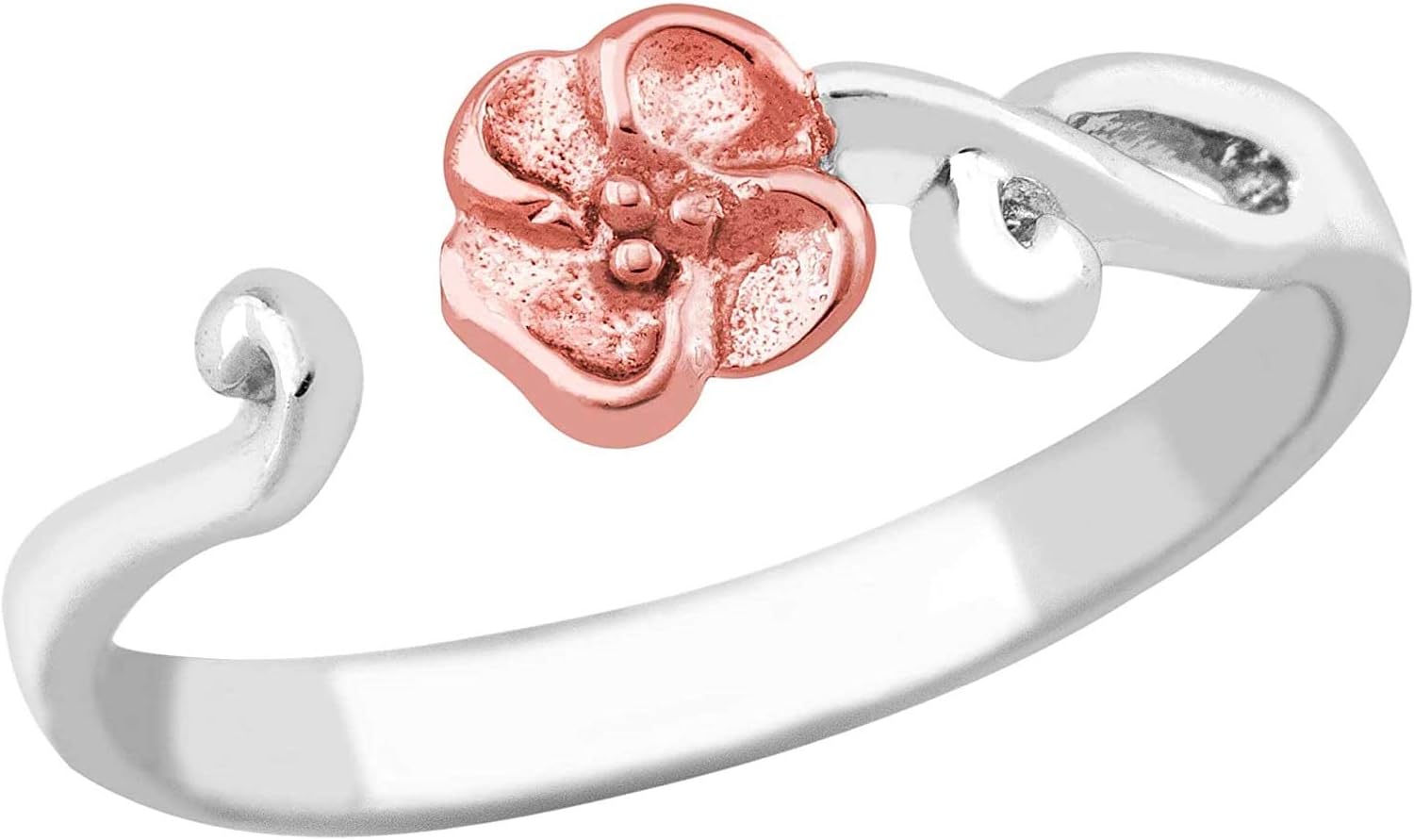 Sterling Silver Petite Flower Toe Ring, 10k Rose Black Hills Gold