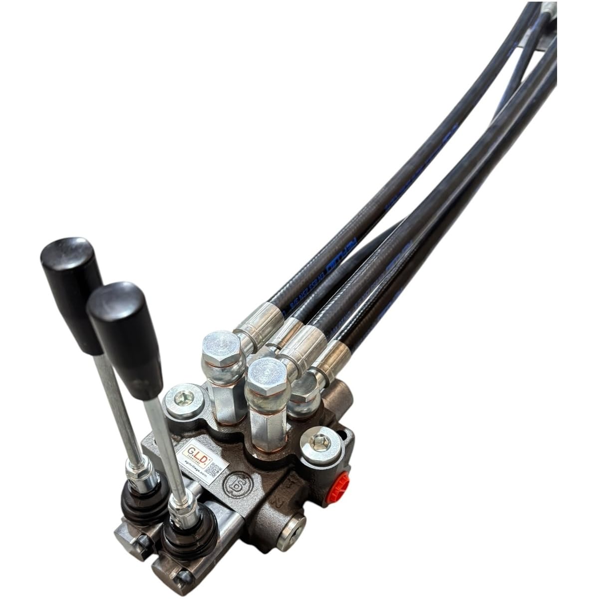 Distributore oleodinamico per trattore 2 leve doppio effetto 3/8" 45 Litri 300 bar completo di tubi e innesti rapidi push pull