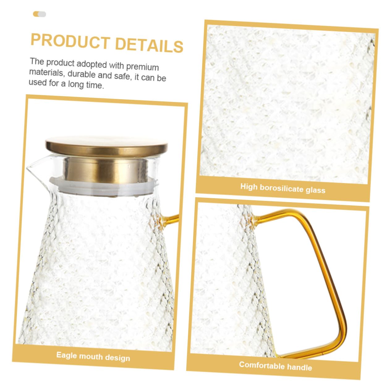 Mobestech Caraffa in Vetro Borosilicato Trasparente Resistente al Calore con Beccuccio Sigillato per Acqua Succhi e Tè Freddo Estivo